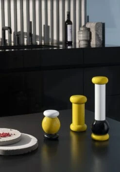 Alessi Sottsass Grinder, Small, Yellow - White - Black -Kitchenware Store 07 Alessi MP0210 1 ES18 1 ES19 1 V 1