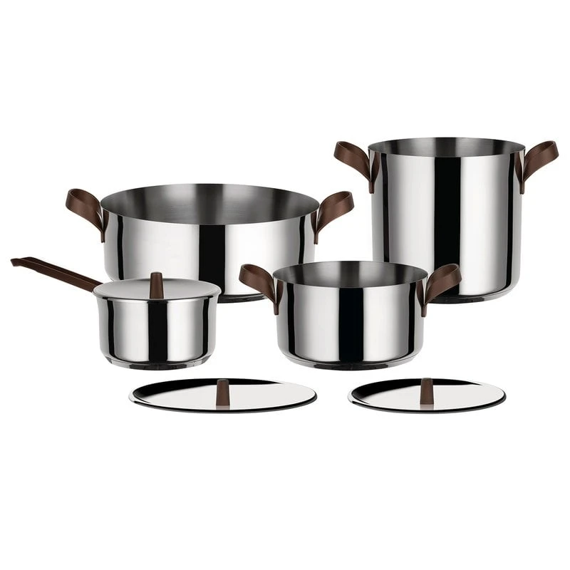 Alessi Edo Cookware Set, 4 Pots With 3 Lids 3 Alessi Edo Cookware Set, 4 Pots With 3 Lids