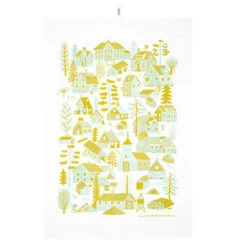 Kauniste Mökkilä Tea Towel, Yellow