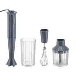 Alessi Plissé Hand Blender With Whisk And Chopper, Grey