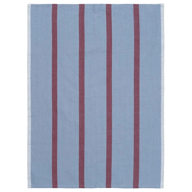 Ferm LIVING Hale Tea Towel, Faded Blue - Burgundy 3 Ferm LIVING Hale Tea Towel, Faded Blue - Burgundy