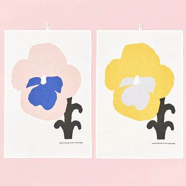 Kauniste Orvokki Tea Towel, Yellow 4 Kauniste Orvokki Tea Towel, Yellow - Image 2