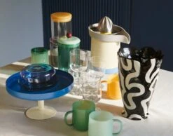 HAY Glass Jar, S, Jade Green -Kitchenware Store Borosilicate Mug Sowden Juicer Tavern Glass Borosilicate Jar Display Food Stand 2 in 1 Serving Set Jessica Hans Shadow Vase