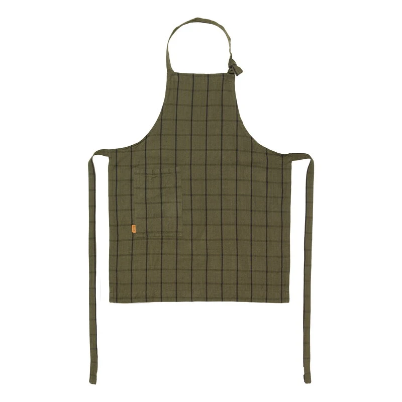 Ferm LIVING Hale Kids Apron, Green - Black 3 Ferm LIVING Hale Kids Apron, Green - Black