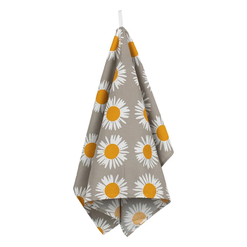 Marimekko Auringonkukka Tea Towel, Beige - White - Yellow 3 Marimekko Auringonkukka Tea Towel, Beige - White - Yellow
