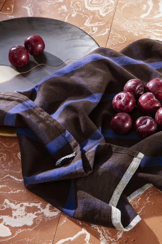 Ferm LIVING Hale Tea Towel, Brown - Blue 4 Ferm LIVING Hale Tea Towel, Brown - Blue - Image 2